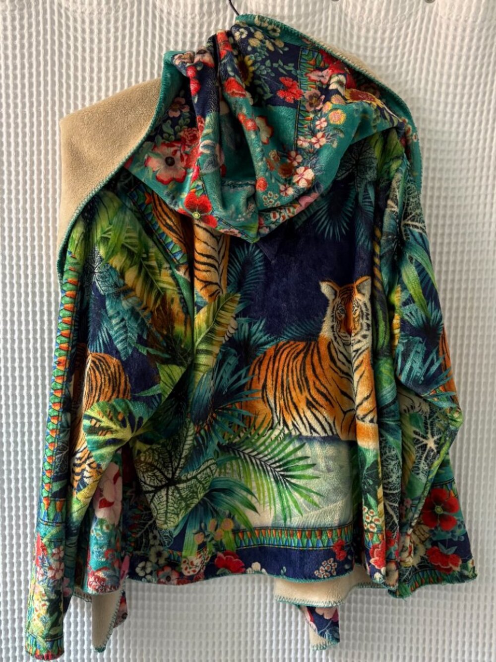 Johnny Was Tigres Sherpa hooded jacket pockets soft cozy floral tiger womens XXL - Picture 5 of 9